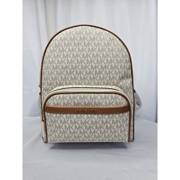 MICHAEL MICHAEL KORS Bex Medium Signature Logo Backpack VANILLA/ACORN - Picture 1 of 6